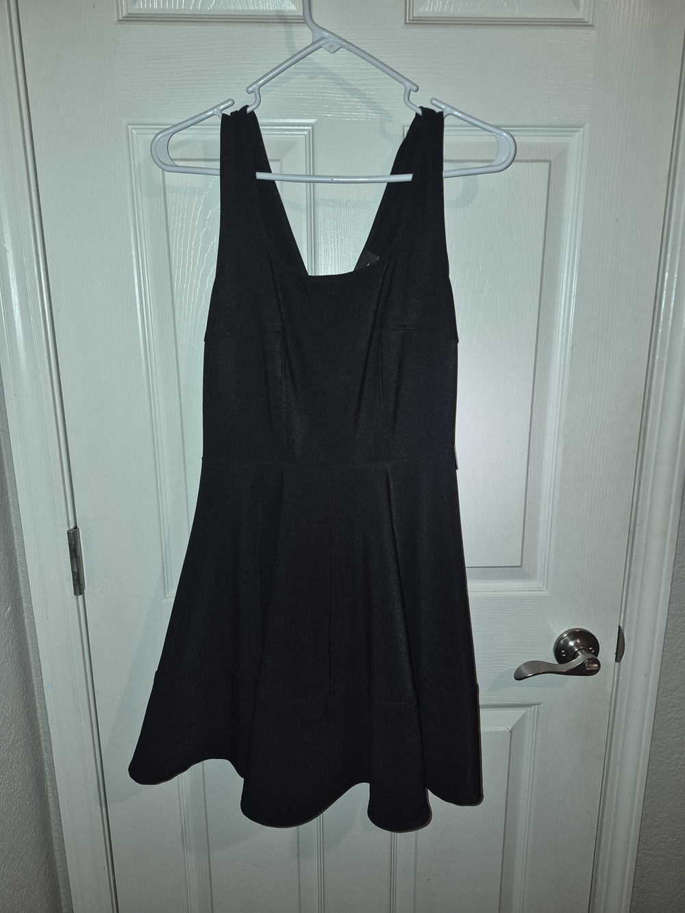 Lulu's Black Sleeveless Square-Neck Fit & Flare Mini Dress